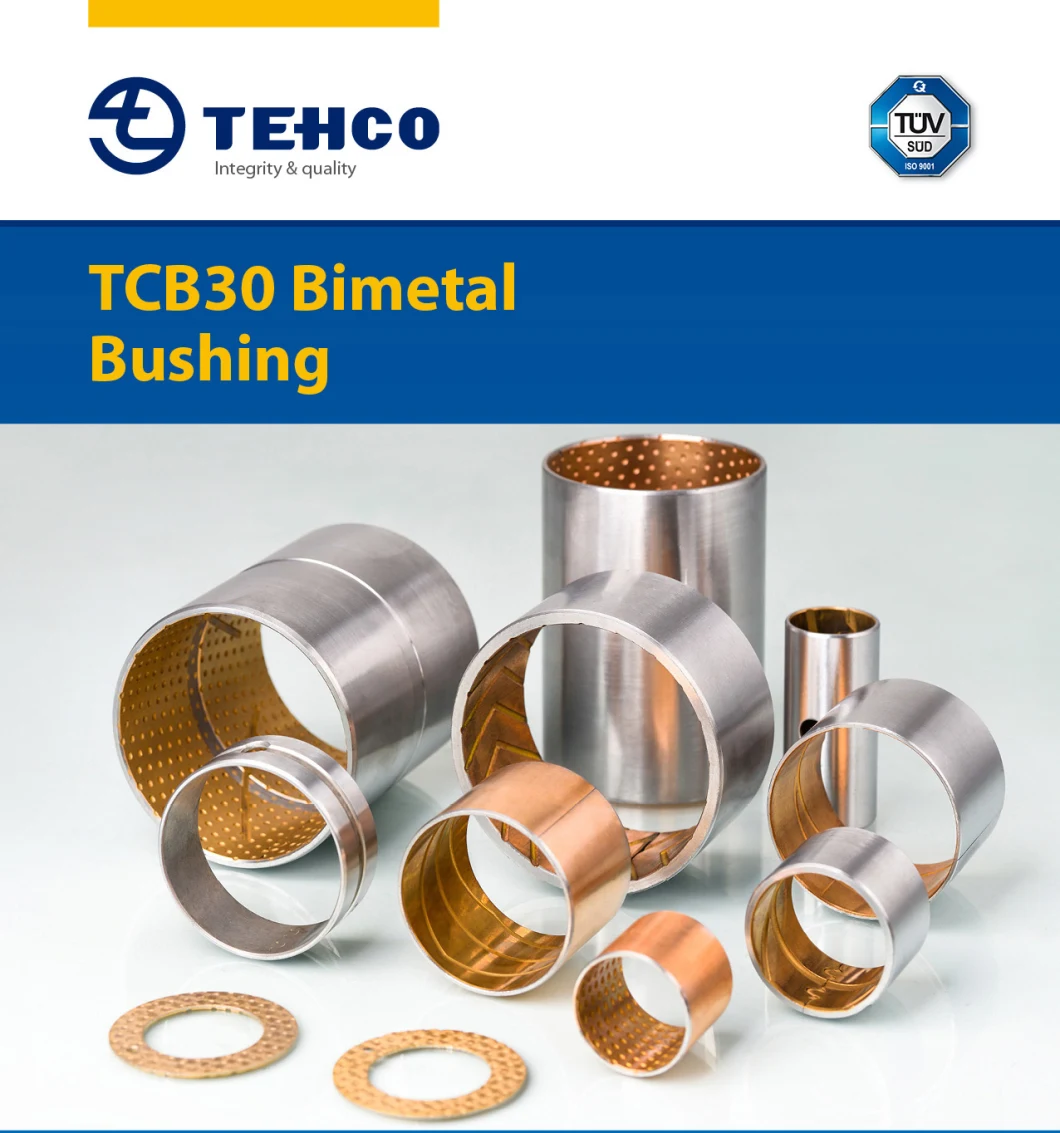 TEHCO Engineer metal Bushing Bearing With Oil Pocketing Customized Copper Plating Slide Bimetal Bearing Bushing